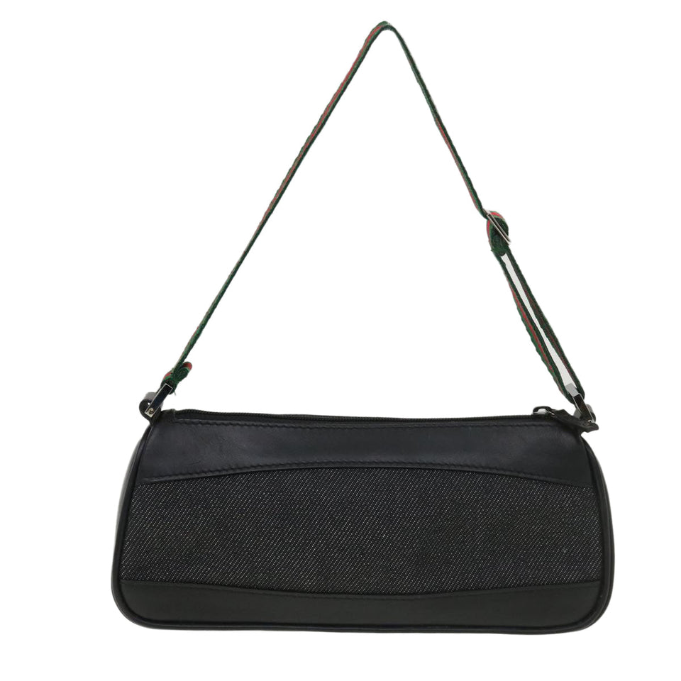 Gucci Web Sherry Line Accessory Pouch Canvas Black Green Red 92820 39216