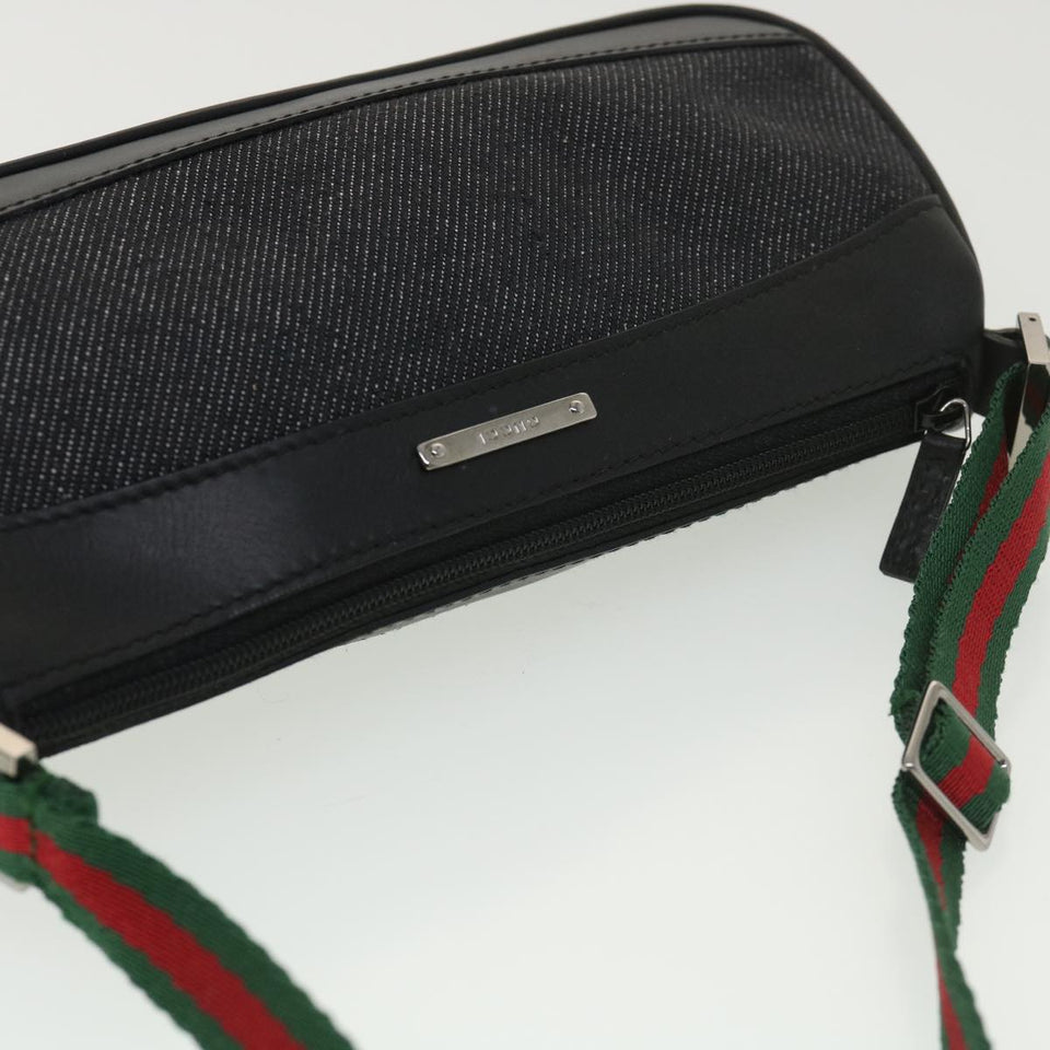 Gucci Web Sherry Line Accessory Pouch Canvas Black Green Red 92820 39216