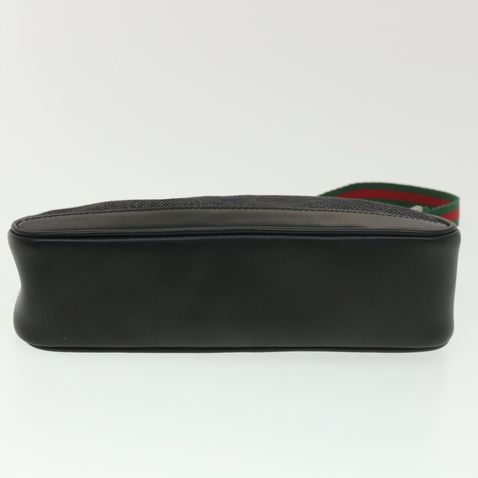 Gucci Web Sherry Line Accessory Pouch Canvas Black Green Red 92820 39216