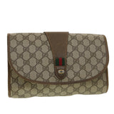 Gucci GG Canvas Web Sherry Line Clutch Bag Beige Red Green 89.01.030 39241