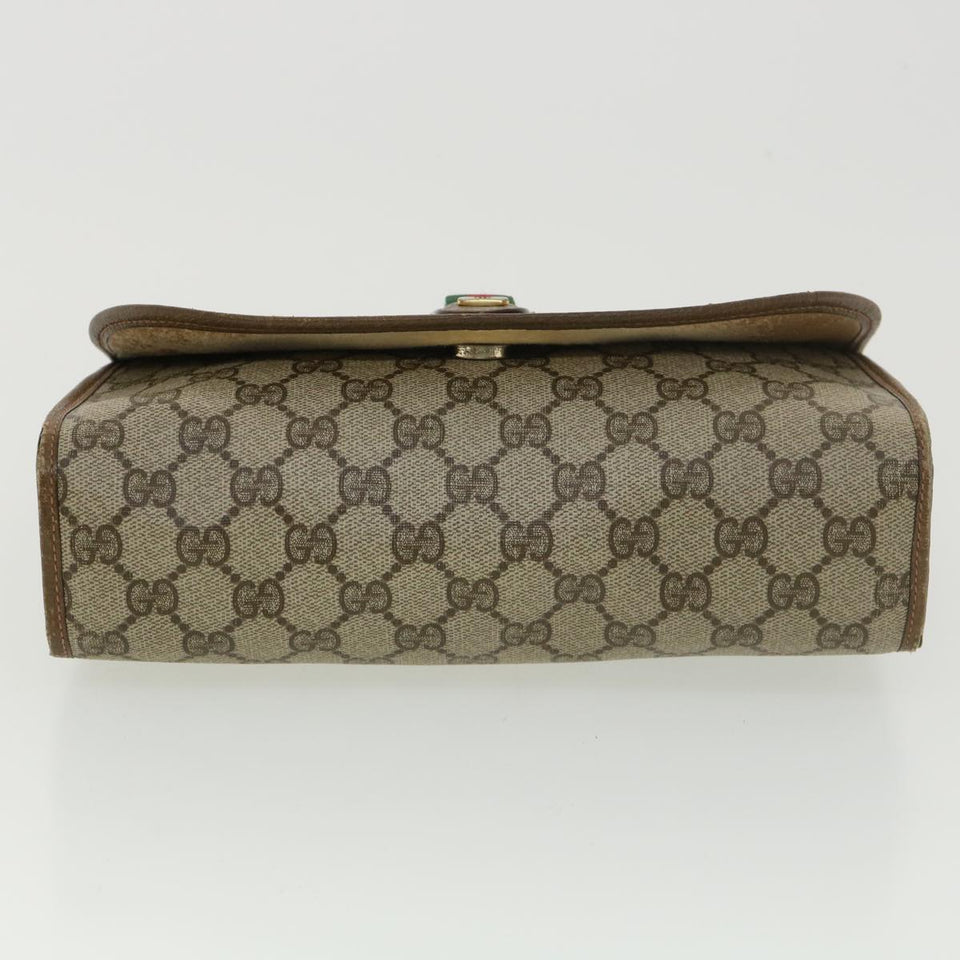 Gucci GG Canvas Web Sherry Line Clutch Bag Beige Red Green 89.01.030 39241