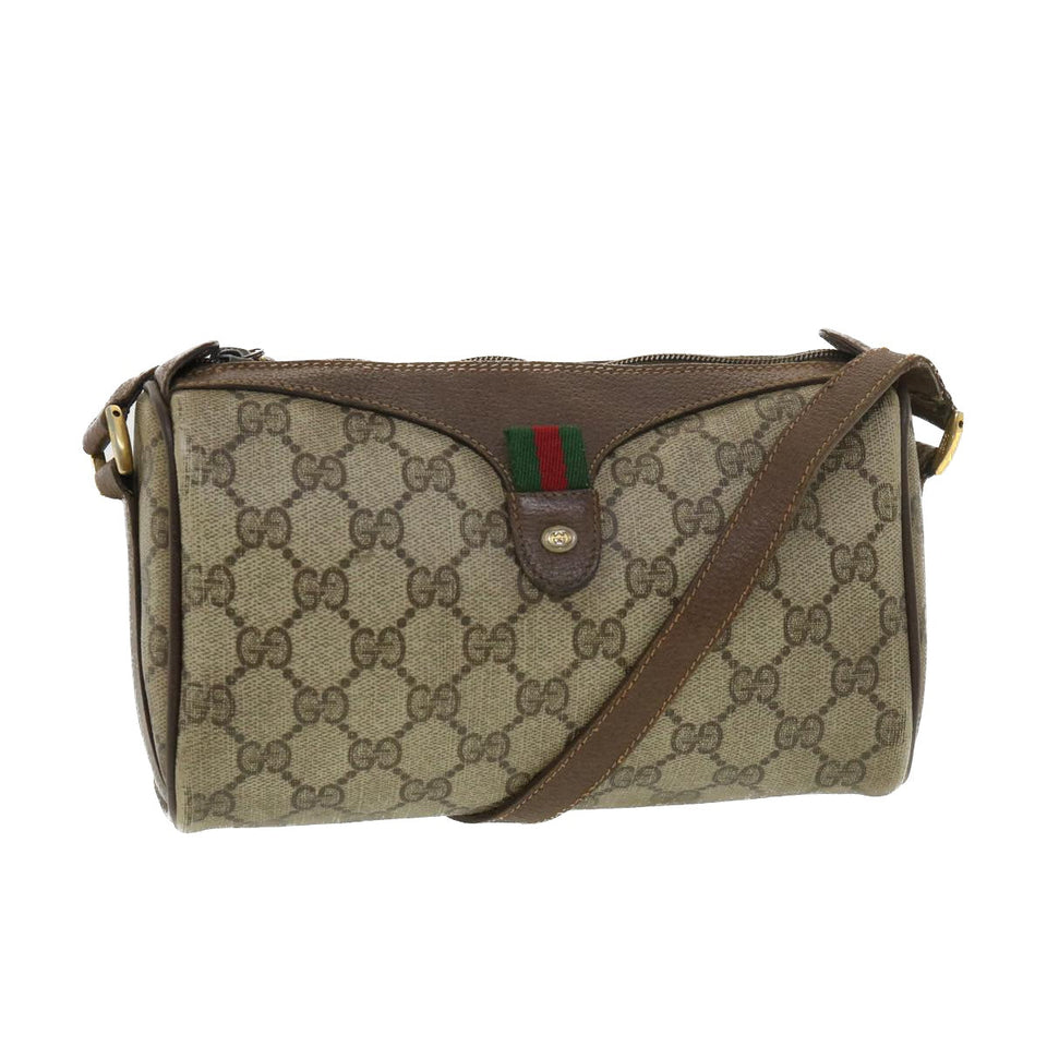 Gucci GG Canvas Web Sherry Line Shoulder Bag Beige Red 39 02 018 39297