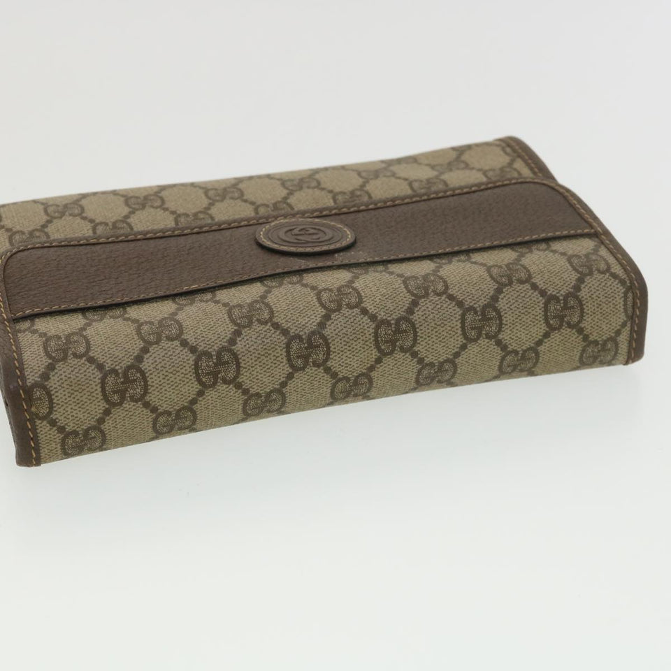 Gucci GG Canvas Clutch Bag PVC Leather Beige 39307