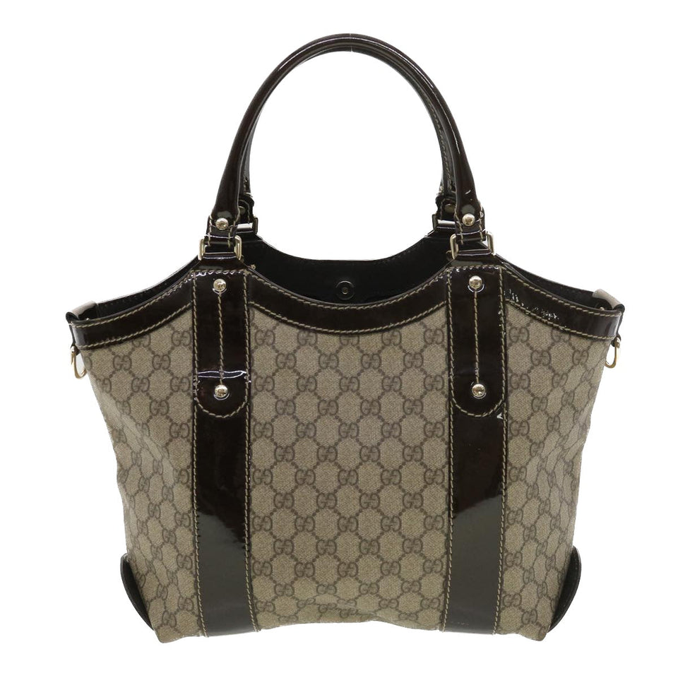 Gucci GG Canvas Hand Bag PVC Leather Beige 203521 39387