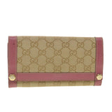 Gucci GG Canvas Long Wallet Beige Pink 154168 39495