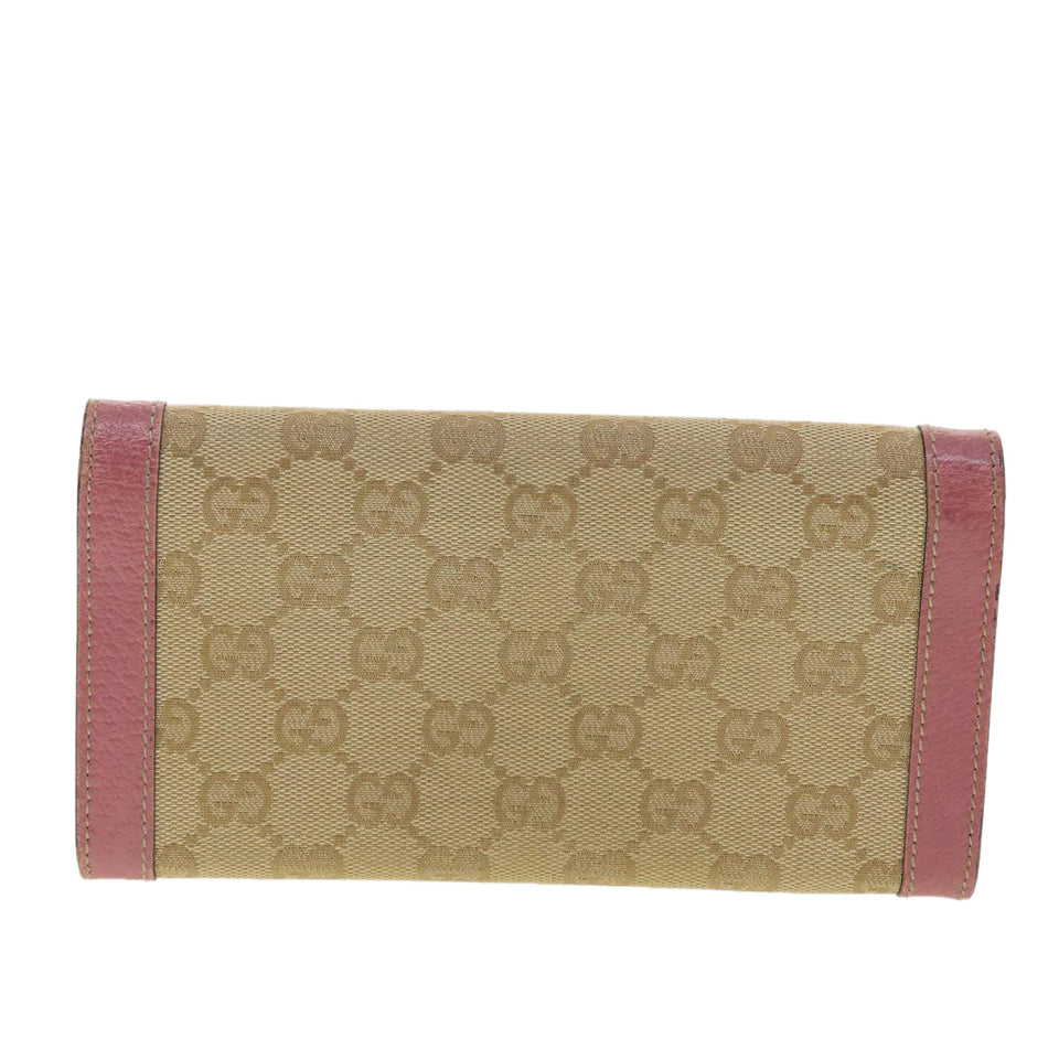 Gucci GG Canvas Long Wallet Beige Pink 154168 39495