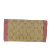 Gucci GG Canvas Long Wallet Beige Pink 154168 39495