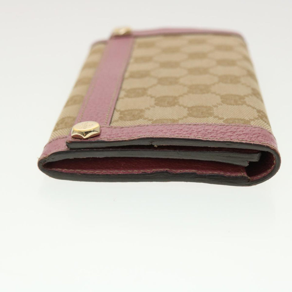 Gucci GG Canvas Long Wallet Beige Pink 154168 39495