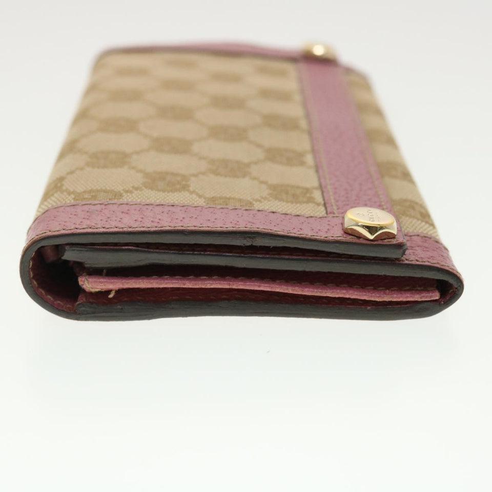 Gucci GG Canvas Long Wallet Beige Pink 154168 39495
