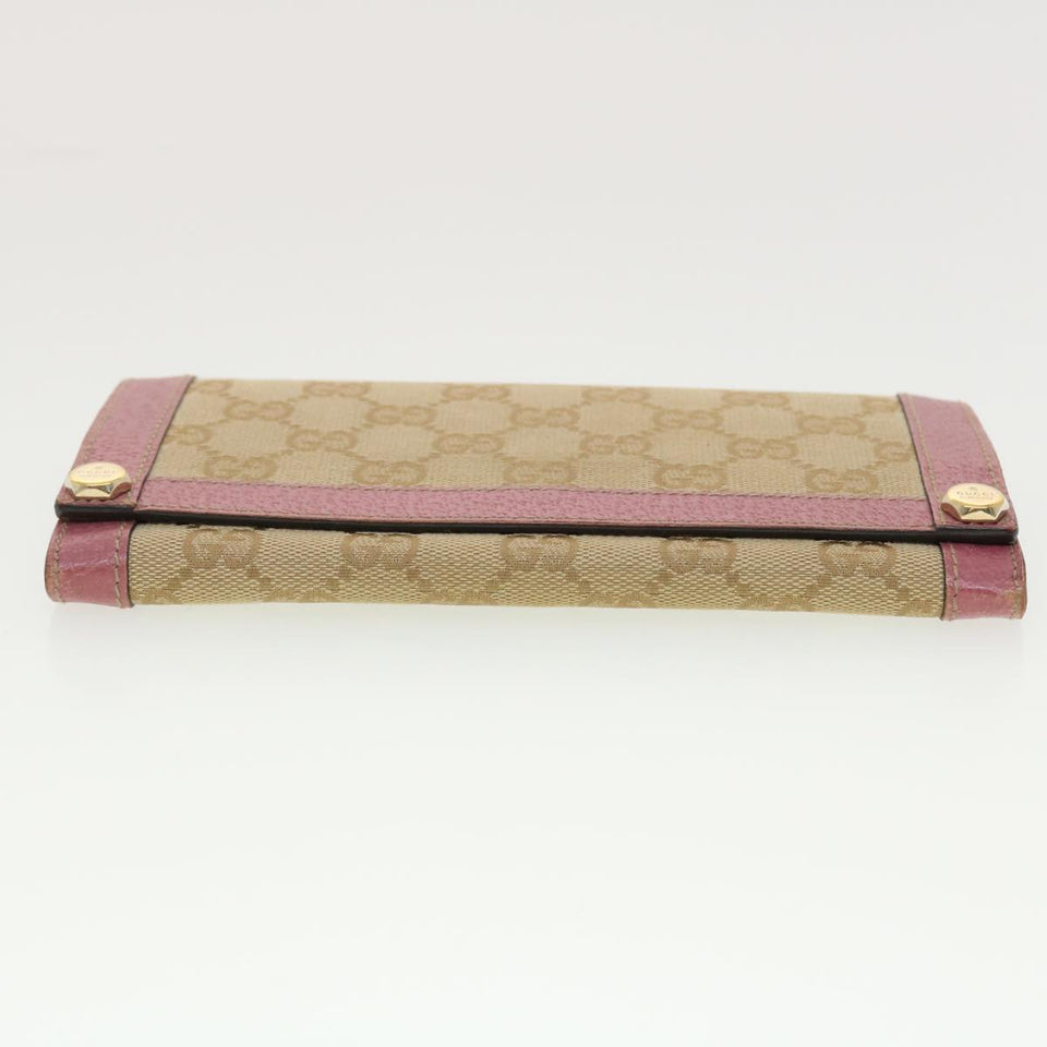 Gucci GG Canvas Long Wallet Beige Pink 154168 39495