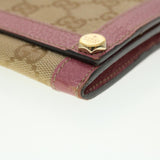 Gucci GG Canvas Long Wallet Beige Pink 154168 39495