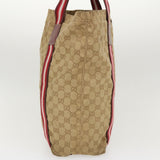 Gucci GG Canvas Sherry Line Tote Bag Beige Red white 189669 39608