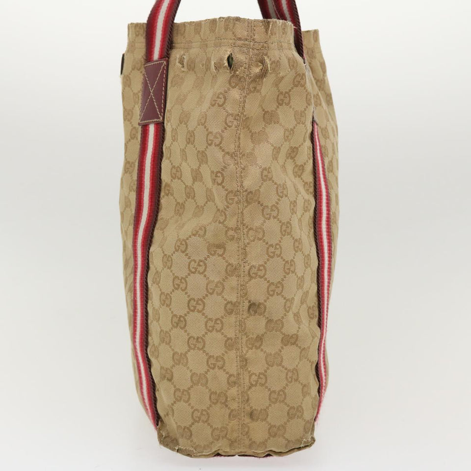 Gucci GG Canvas Sherry Line Tote Bag Beige Red white 189669 39608