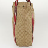 Gucci GG Canvas Sherry Line Tote Bag Beige Red white 189669 39608