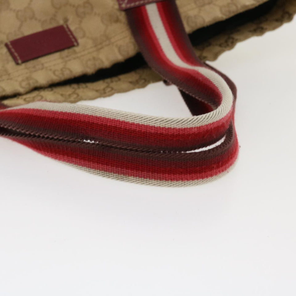 Gucci GG Canvas Sherry Line Tote Bag Beige Red white 189669 39608