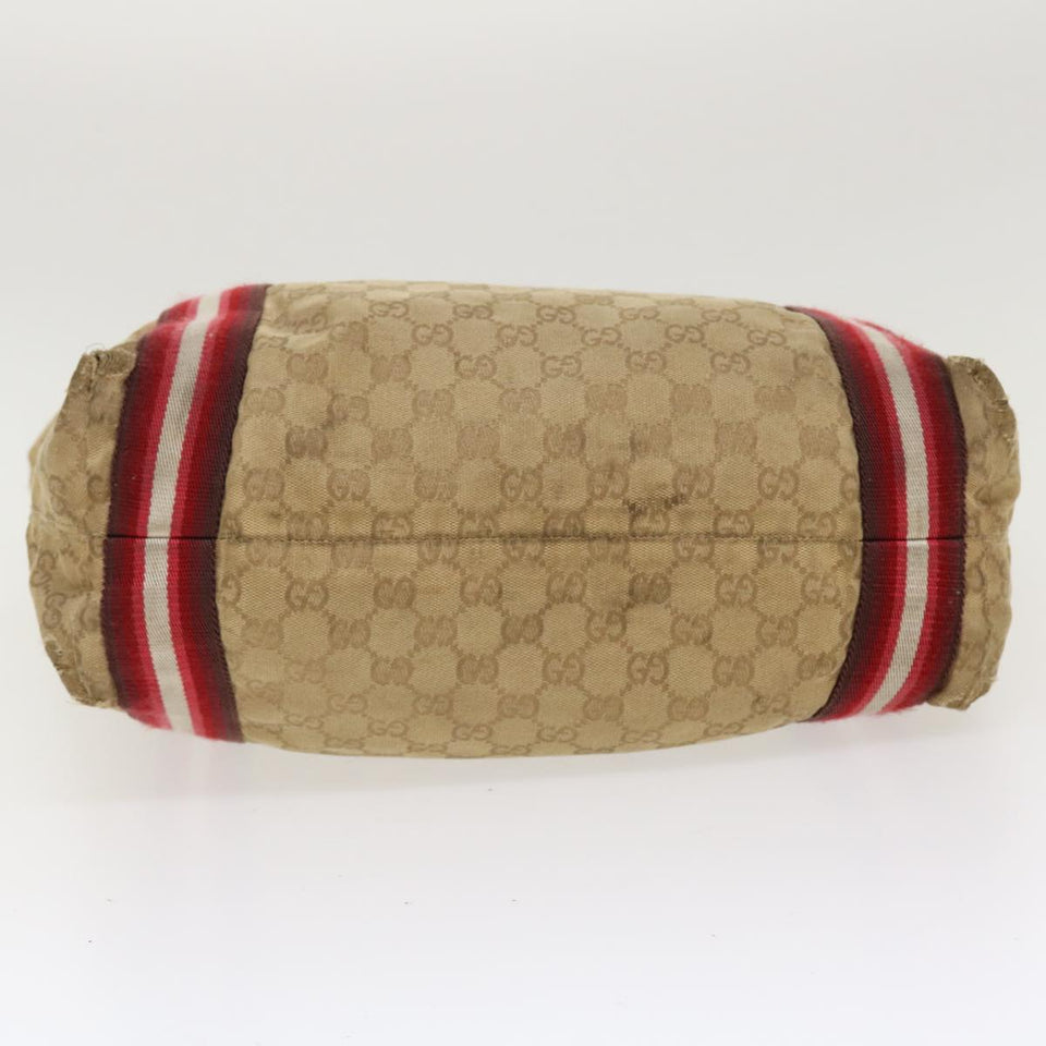 Gucci GG Canvas Sherry Line Tote Bag Beige Red white 189669 39608