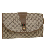 Gucci GG Canvas Web Sherry Line Clutch Bag Beige Red Green 89.01.031 39614