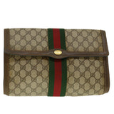 Gucci GG Canvas Web Sherry Line Clutch Bag Beige Red Green 89.01.007 39747