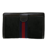 Gucci Sherry Line Clutch Bag Suede Leather Black Red Navy 39781