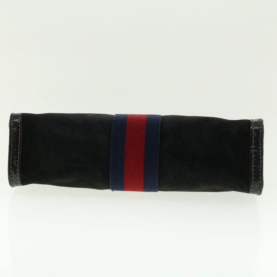 Gucci Sherry Line Clutch Bag Suede Leather Black Red Navy 39781