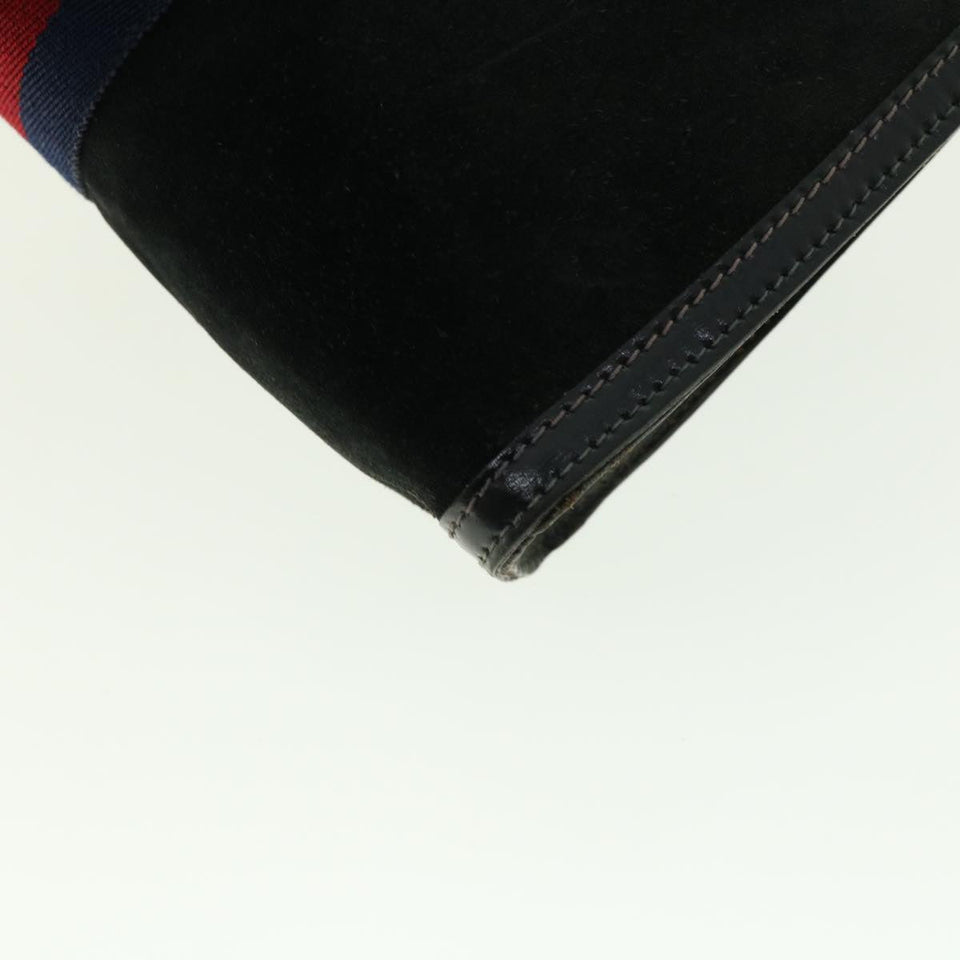 Gucci Sherry Line Clutch Bag Suede Leather Black Red Navy 39781