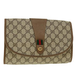 Gucci Web Sherry Line GG Canvas Clutch Bag PVC Leather Beige Green 39950