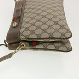 Gucci Web Sherry Line GG Canvas Shoulder Bag PVC Leather Beige Green 39953
