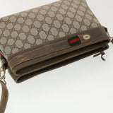 Gucci Web Sherry Line GG Canvas Shoulder Bag PVC Leather Beige Green 39953