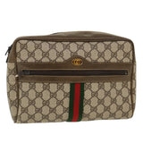Gucci Web Sherry Line GG Canvas Shoulder Bag PVC Leather Beige Green 39955