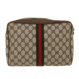 Gucci Web Sherry Line GG Canvas Shoulder Bag PVC Leather Beige Green 39955