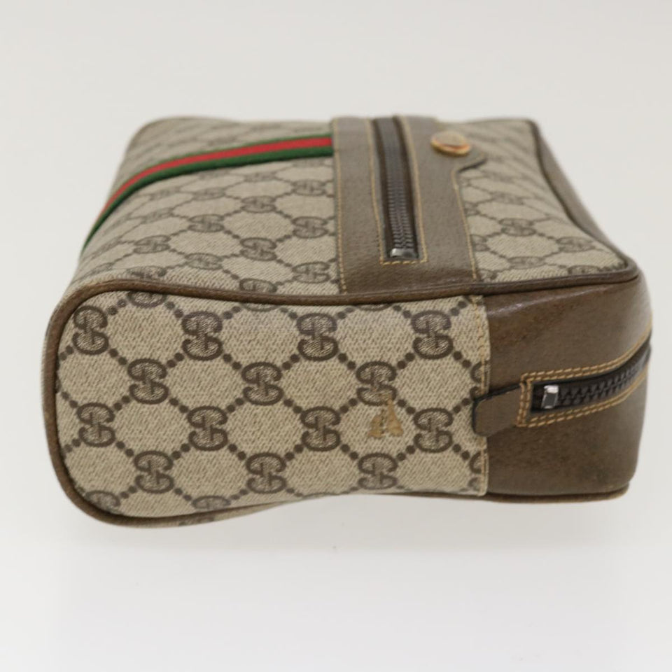 Gucci Web Sherry Line GG Canvas Shoulder Bag PVC Leather Beige Green 39955