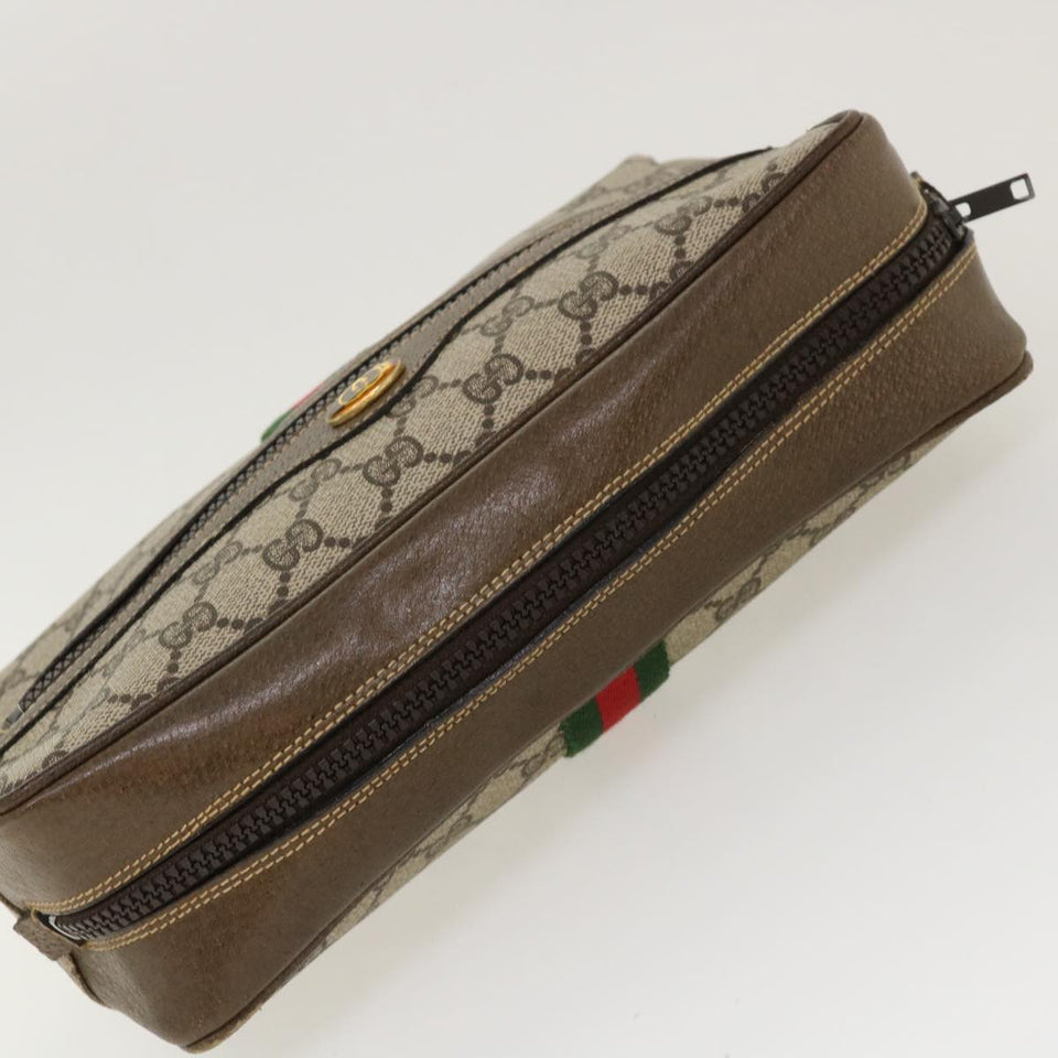 Gucci Web Sherry Line GG Canvas Shoulder Bag PVC Leather Beige Green 39955