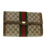 Gucci Web Sherry Line GG Canvas Clutch Bag PVC Leather Beige Green 39956
