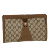 Gucci Web Sherry Line GG Canvas Clutch Bag PVC Leather Beige Green 39957