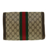 Gucci Web Sherry Line GG Canvas Clutch Bag PVC Leather Beige Green 39958