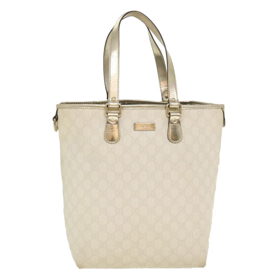 Gucci GG Canvas Tote Bag PVC Leather White 189896 39964