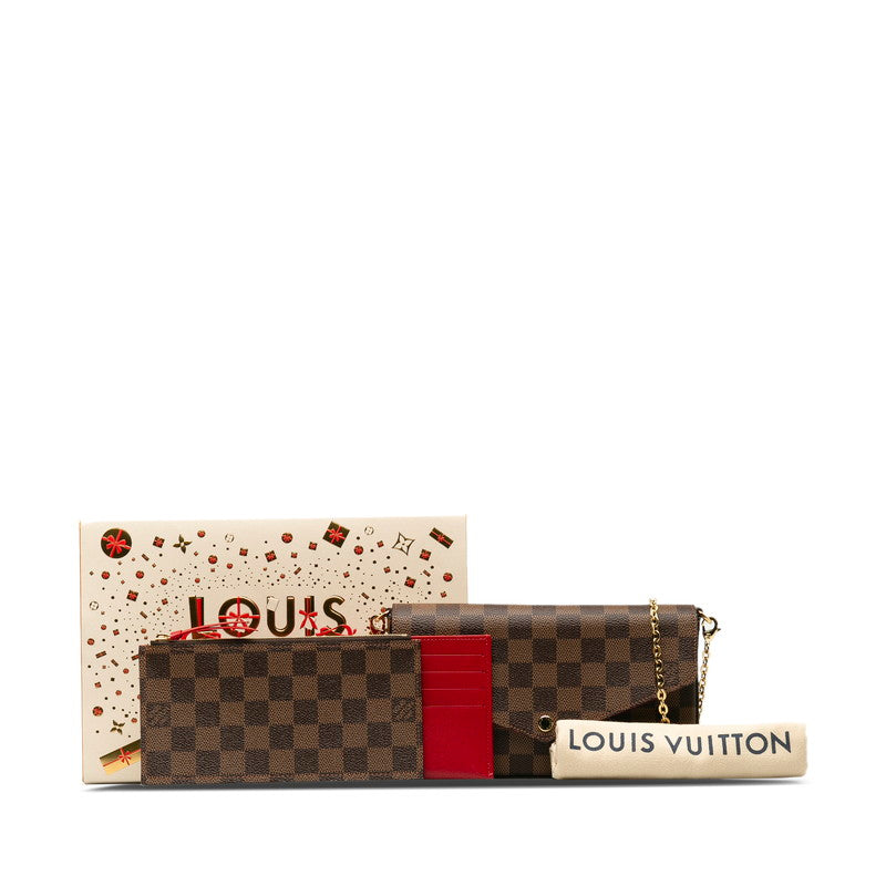 Louis Vuitton Damier Pochette Shoulder Bag Leather Brown