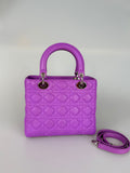 Dior Lady Dior Bag Medium Purple Lambskin Leather with Silver Hardware