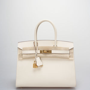 Hermes Birkin 30 Sellier Bag in Nata Epsom Leather with Gold Hardware