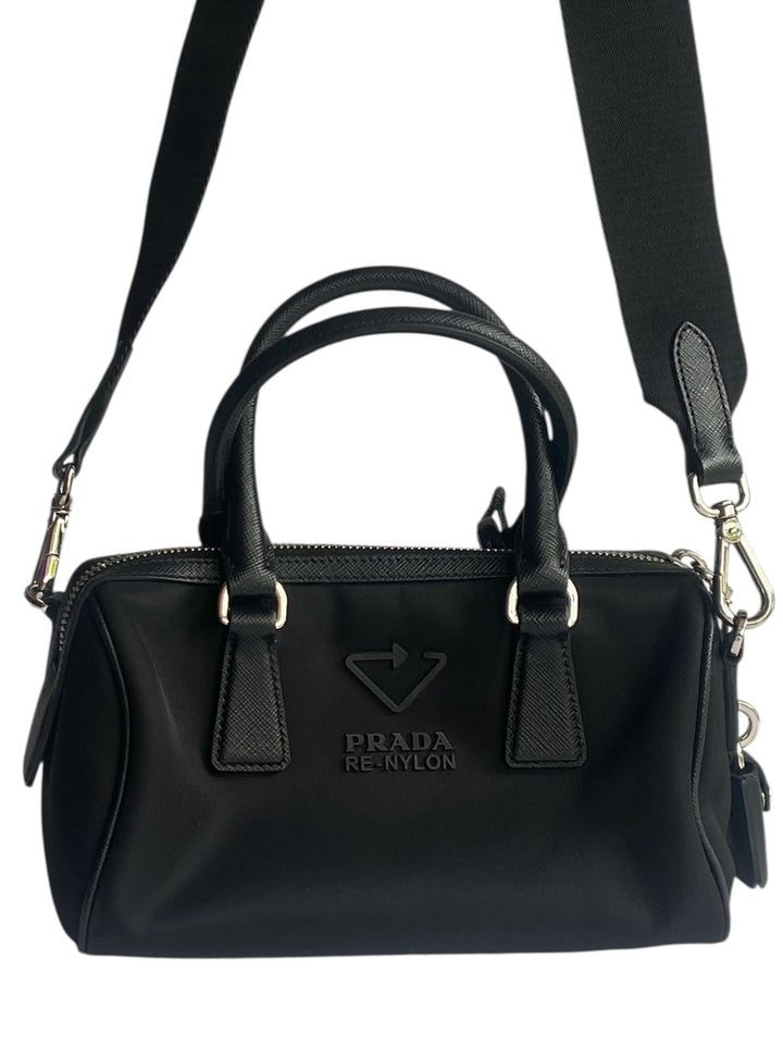 Prada Black Re-Nylon Top Handle Crossbody Bag