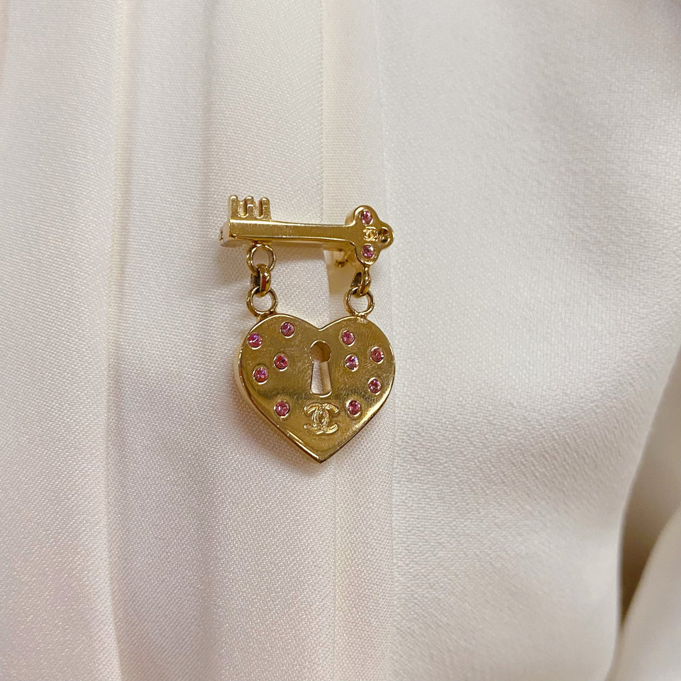 Chanel Love heart crystal Brooch