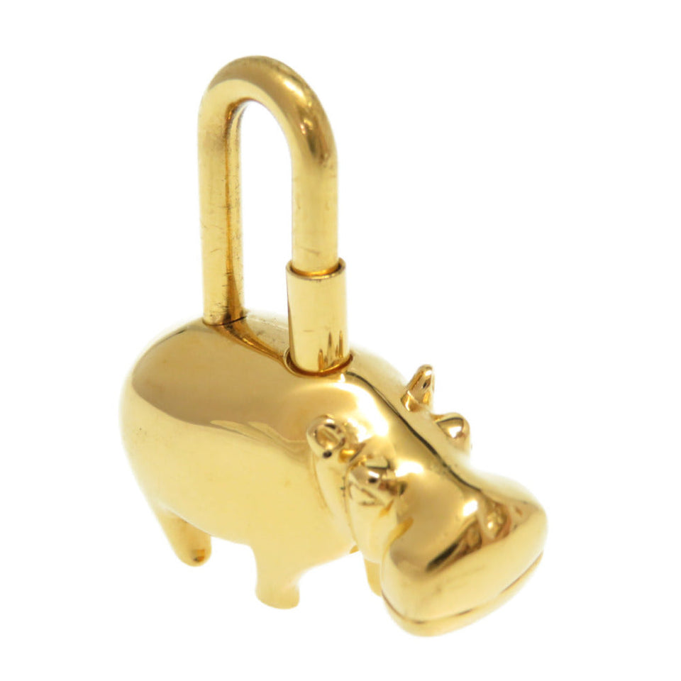 Hermes key ring metal gold ANNEE DES FLEUVES Hippopotamus Bag Charm Women