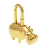 Hermes key ring metal gold ANNEE DES FLEUVES Hippopotamus Bag Charm Women
