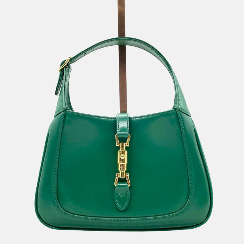 Gucci Jackie 1961 Mini Handbag in Green Leather with Adjustable Strap