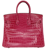 Hermes25cm Birkin Rose Tyrien Shiny Niloticus Crocodile Gold Hardware