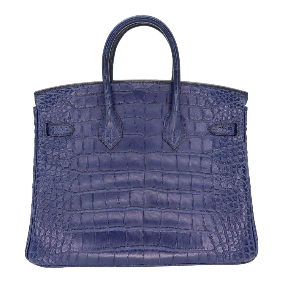 Hermes25cm Birkin Bleu Saphir Matte Alligator Gold Hardware