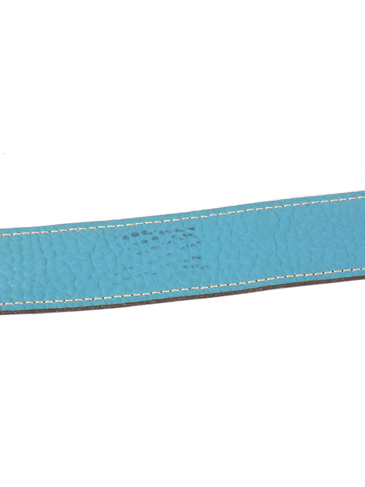 Hermes Bleu Jean/Noir Leather H Belt.