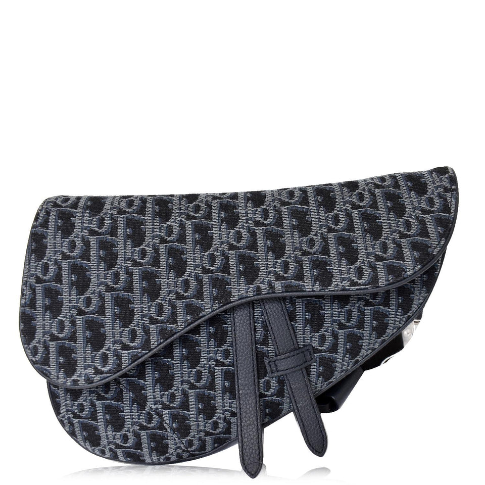Christian Dior Saddle Oblique Jacquard Crossbody Bag Black