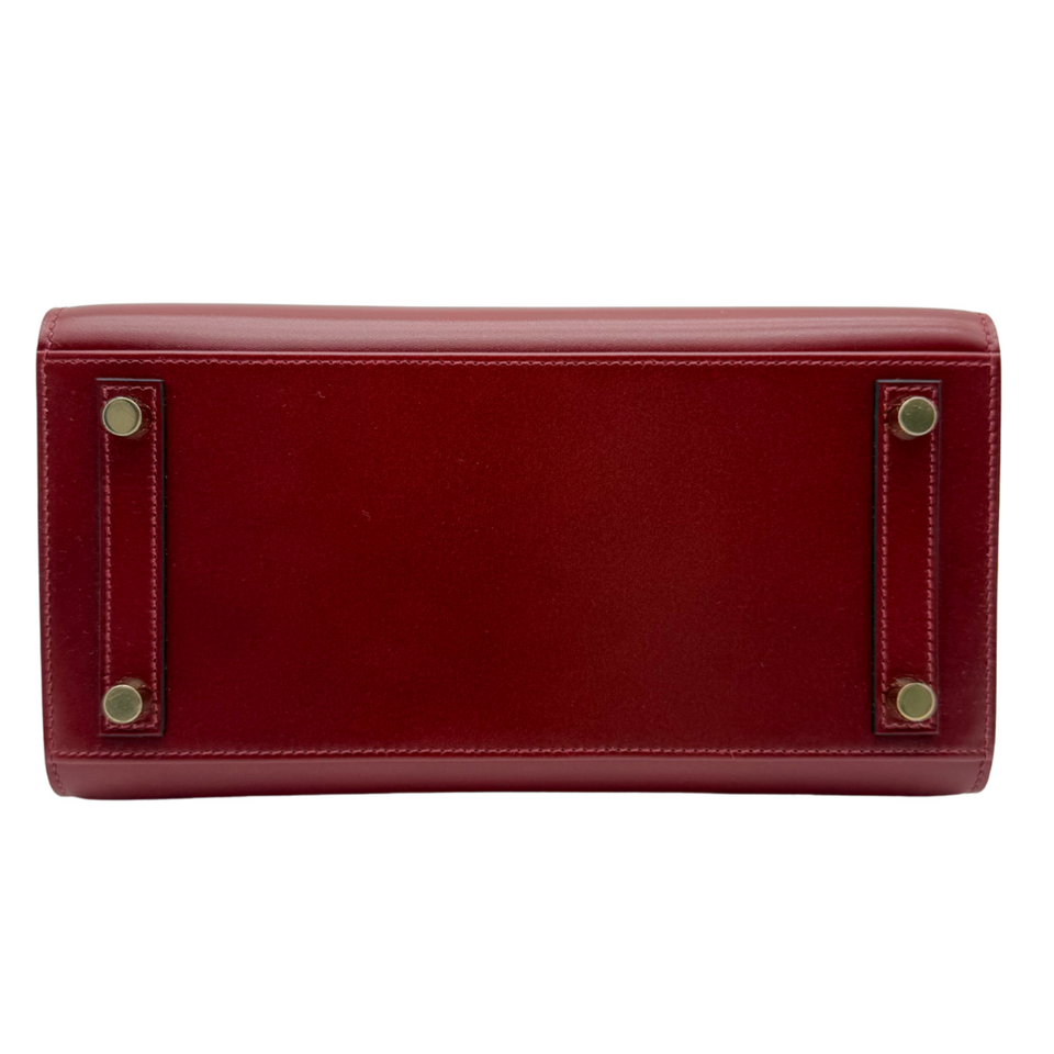 Hermes25cm Birkin Sellier Rouge H Box Calf Leather Gold Hardware