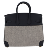 Hermes25cm Birkin Gris Misty Toile/ Swift Leather Permabrass Hardware